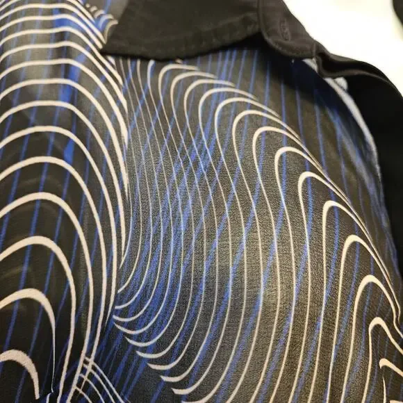 Cameo Sheer Long Sleeve Blouse Size‎ S Button Front Professional Geometric - Picture 3 of 10